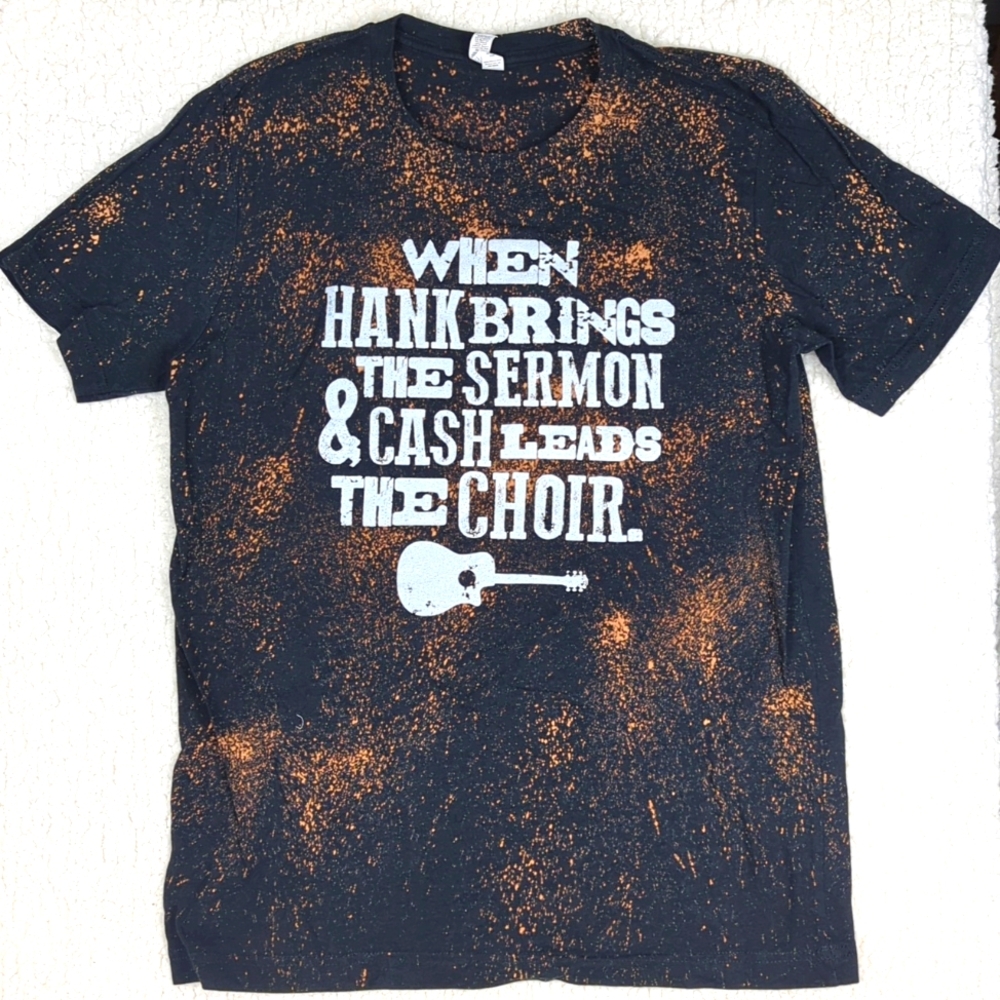 Hank Williams Johnny Cash Bleach Splatter T-Shirt Medium